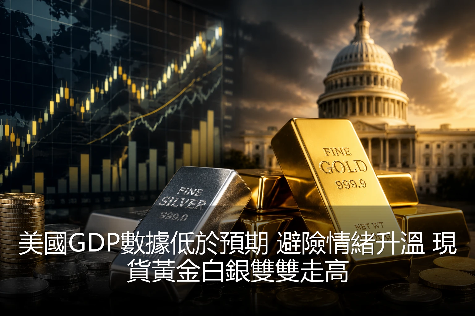 美國GDP數據低於預期 避險情緒升溫 現貨黃金白銀雙雙走高