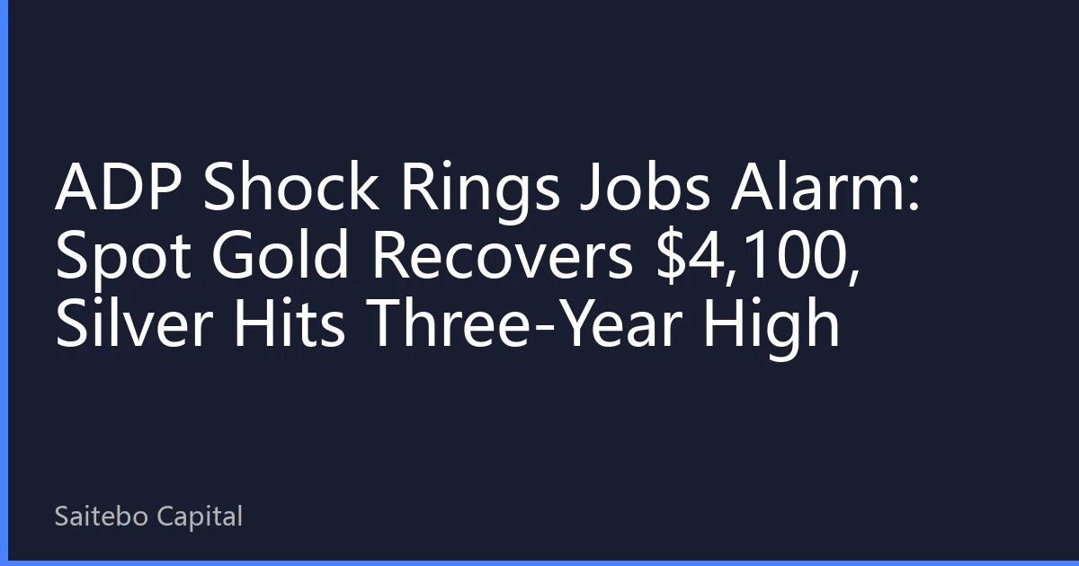 ADP Shock Rings Jobs Alarm: Spot Gold Recovers $4,100, Silver Hits Three-Year High